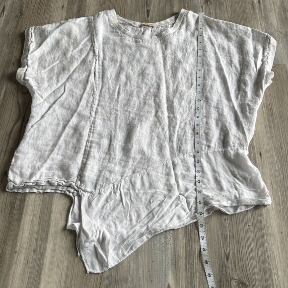 New Collection Italian Made Linen Top With Asymmetrical Bottom -  Size Large - Picture 7 of 8